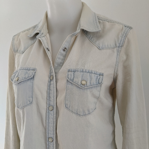 GAP Bleached Denim Shirt, XS - Picture 5 of 9